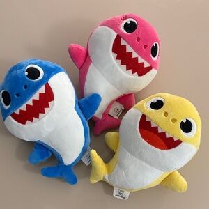 Baby Shark Plush Toy Set - Blue, Pink, Yellow